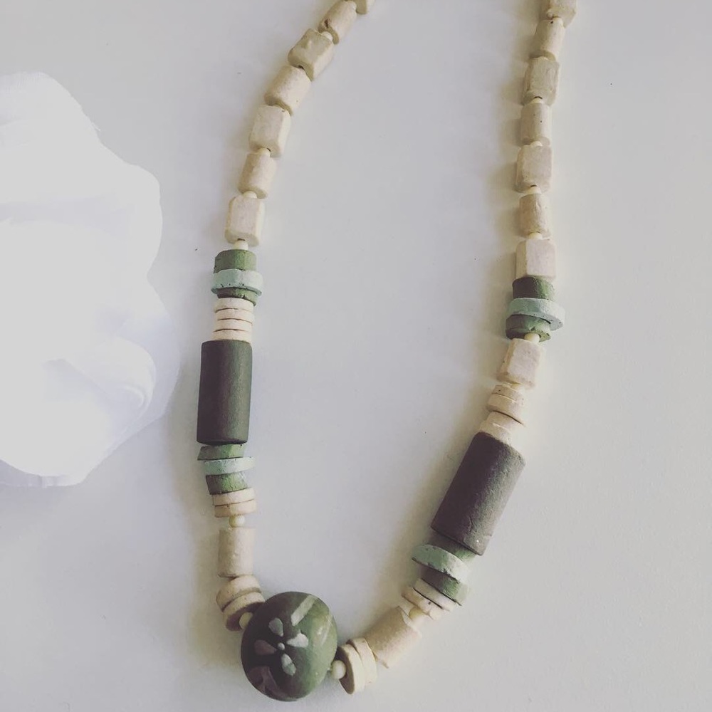 Vintage Clay Beaded Necklace